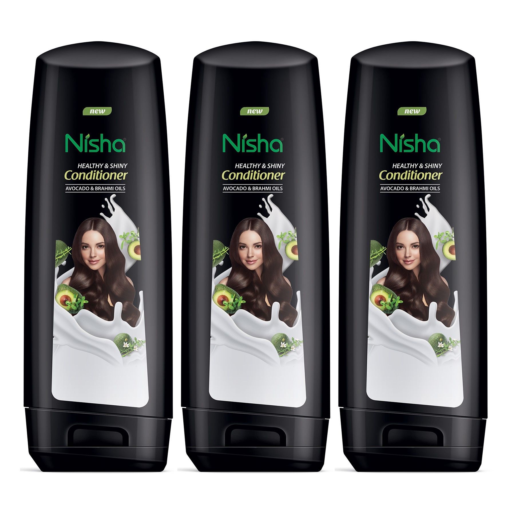 Nisha Hair Conditioner, Healthy & Shiny Conditioner with Avocado & Brahmi Oils for Strong Hair 80ml Pack of 3 (Bottle)