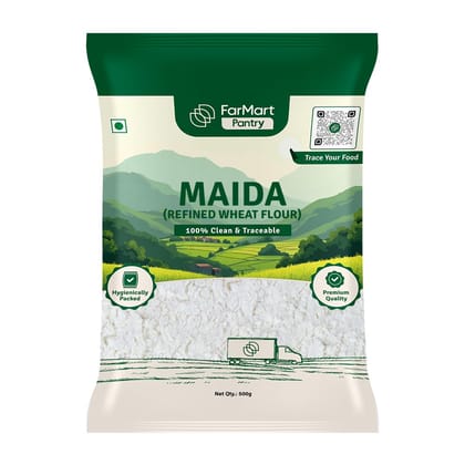 FarMart Pantry Maida (500 g) | Superfine All-Purpose Flour for Baking, Cooking & Crispy Snacks FarMart Pantry Maida (500 g) | Superfine All-Purpose Flour for Baking, Cooking & Crispy Snacks