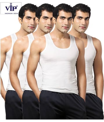 VIP White Sleeveless Vests Pack of 4