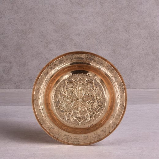 Kashmiri Copper and Black Engraved leaf design Plate