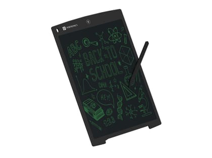 Portronics Ruffpad 12M, 12-Inch Re-Writable Multicolor LCD Writing Pad with One-Tap Erase, Smart Lock, Long Battery Life & Ruffpad App Support, Save & Share Your Childs Creations - Black