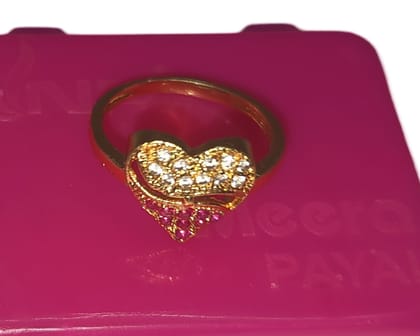 Gold Plated Cubic Zirconia Heart-Shaped Ring for Women