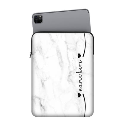 White Marble Custom Name Ipad Sleeve
