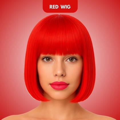 Colored Blunt Cut Wig Red
