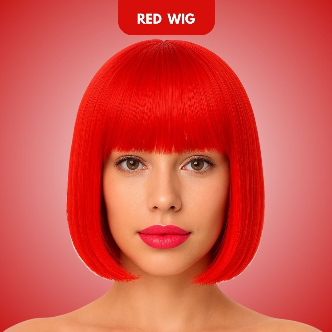 Colored Blunt Cut Wig Red