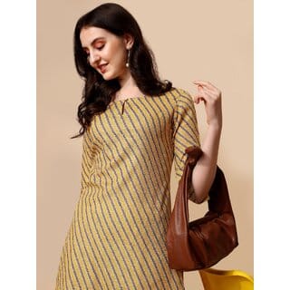 Elara Yellow Cotton Blend Kurta For Women Elara Yellow Cotton Blend Kurta For Women