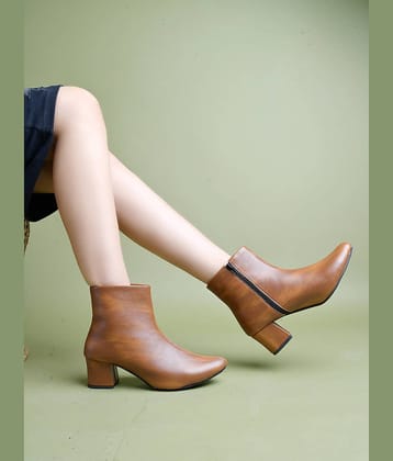 Shoetopia Tan Women's Ankle Length Boots