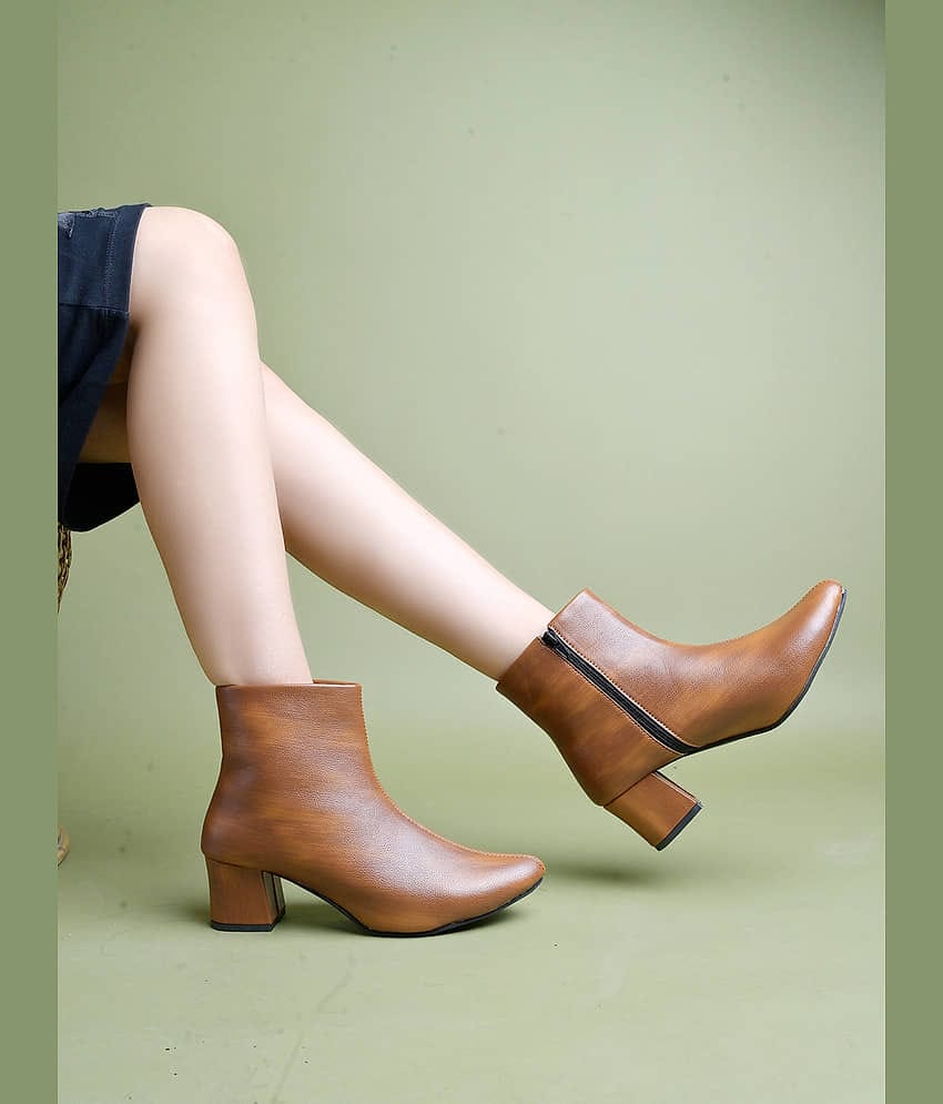 Shoetopia Tan Women's Ankle Length Boots