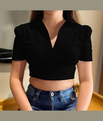 Aahwan Women's Cotton Crop Top ( Black )