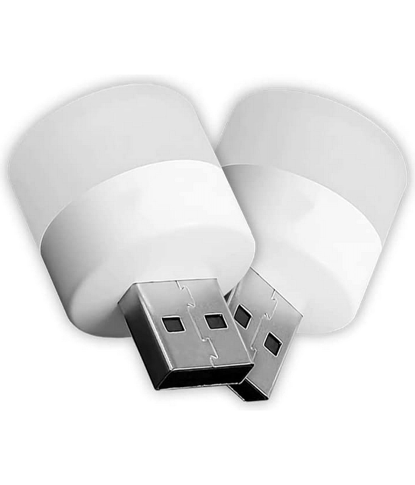 Plug in LED Night Light Mini USB LED Light Flexible USB LED Ambient Light Mini USB LED Light, LED Portable car Bulb, Indoor, Outdoor, Reading, Sleep (2 pcs, Plastic, White, Pack of 2)