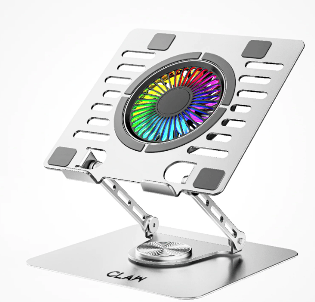 Claw Lift Max X16 - Metal Laptop Stand with RGB Fan,360 Rotation, Adjustable Angles and 2 USB Port