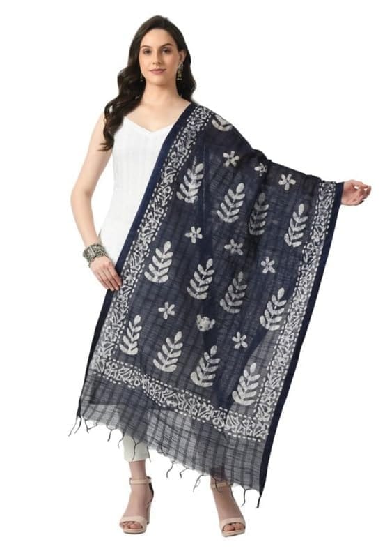 Women's Cotton Printed Dupatta (Blue)-PID51258