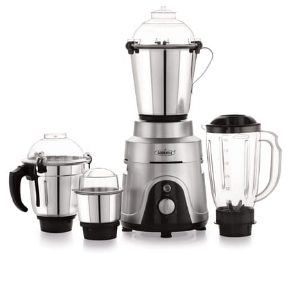 Cookwell Commercial Mixer Grinder 1200W For Cafe, Restaurants, Heavy Homes, Hotels, Canteens (4 Jars), Silver Cookwell Commercial Mixer Grinder 1200W For Cafe, Restaurants, Heavy Homes, Hotels, Canteens (4 Jars), Silver - Silver / 4 Jar