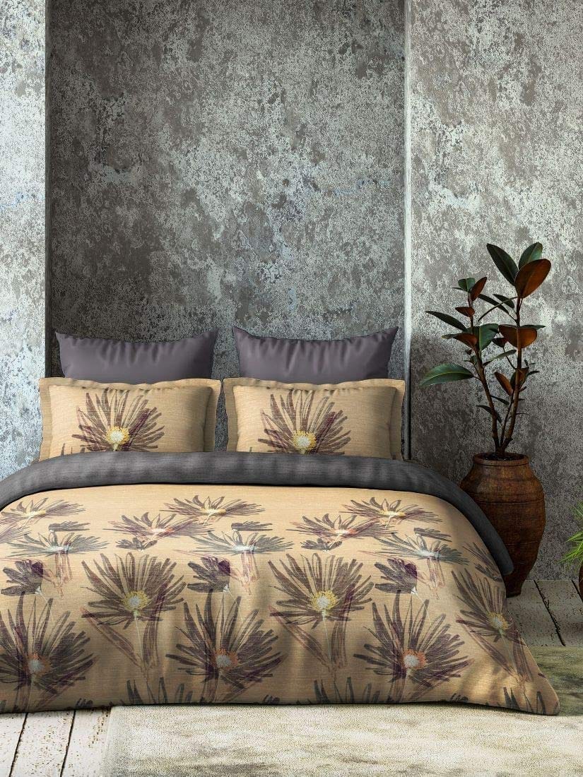 DDECOR - Cherish Collection 100% Cotton Floral Pattern 150TC King Quilt |229 CM X 274 CM| - Beige