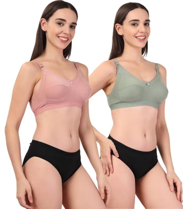 ADORNSTAR Women�s Cotton Bra and Panty Set � Soft, Skin-Friendly, Non-Padded, Wire-Free Lingerie Combo | Comfortable Innerwear (Pack of 2) ADORNSTAR Women�s Cotton Bra and Panty Set � Soft, Skin-Friendly, Non-Padded, Wire-Free Lingerie Combo | Comfortable Innerwear (Pack of 2)