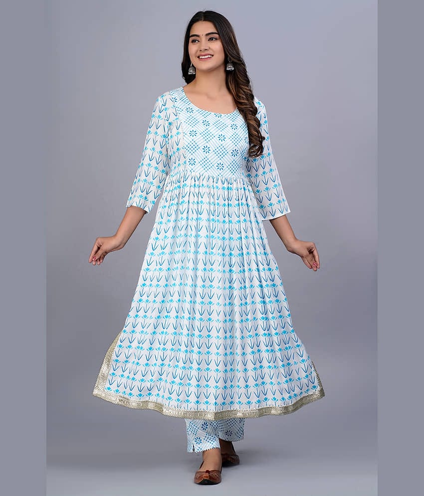 SIPET - Navy Straight Cotton Women's Stitched Salwar Suit ( Pack of 1 )