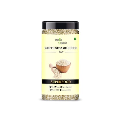 ManHar Organics White Sesame Seeds for Eating 150gm Jar- Safed Til |Healthy Snacking||High in Protein|