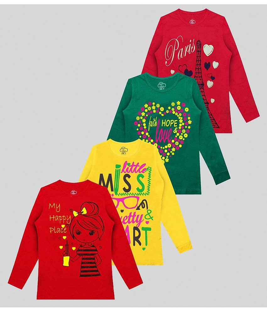 MIST N FOGG Pack of 4 Girls Cotton Blend T-Shirt ( Multicolor )