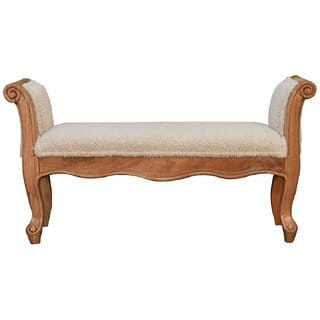 Cream Boucle French Style Bench