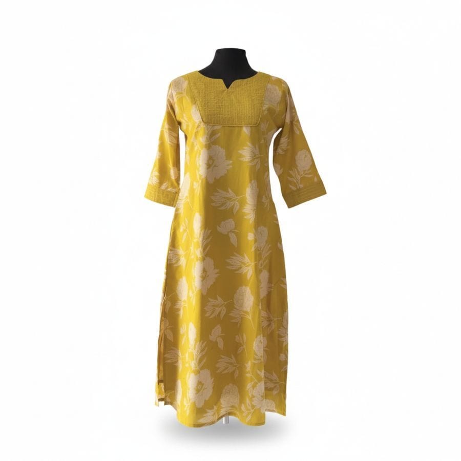 Yellow Floral Printed Kurti
