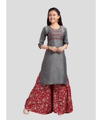 Aarika Grey Cotton Girls Kurta and Sharara Set ( Pack of 1 )