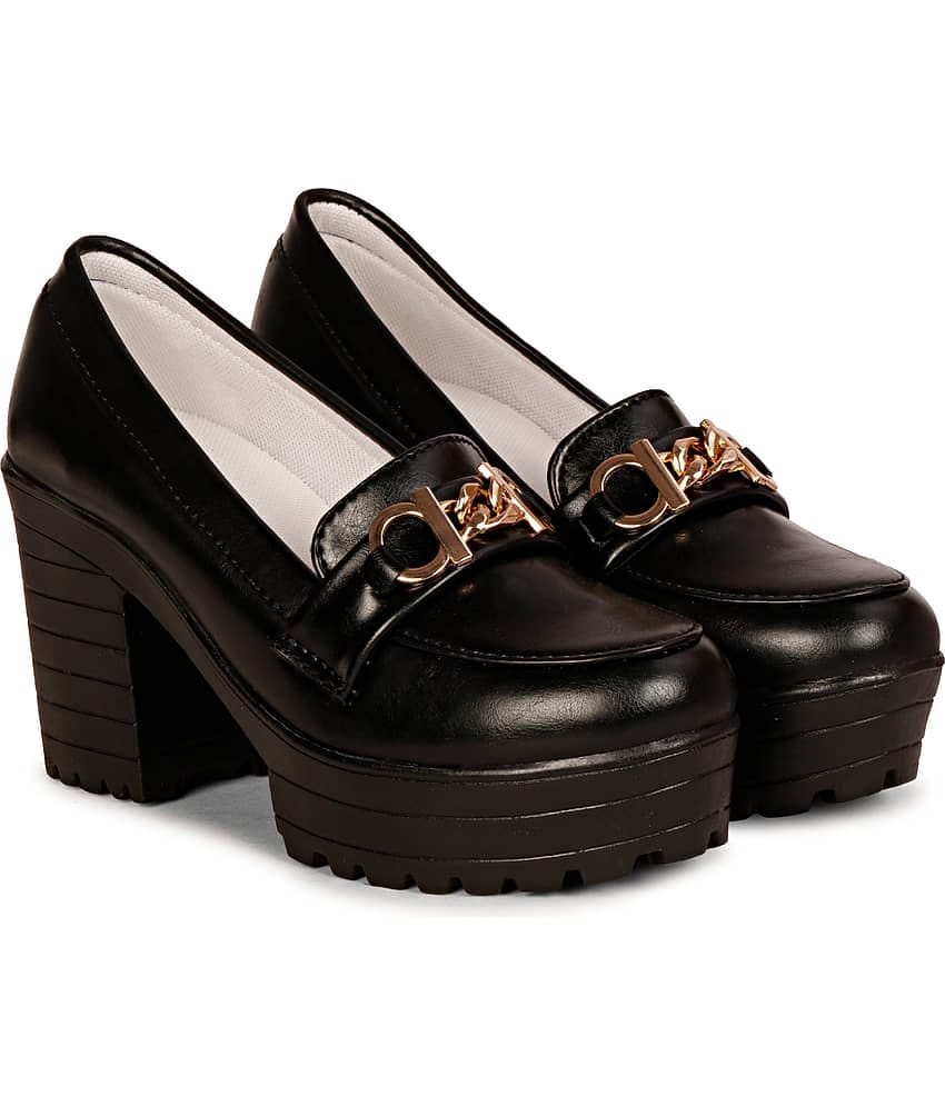Ishransh Black Women's Slip On Heels