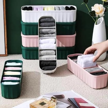 Drawer Organizers for Underwear, Socks, Bras, Ties, Undergarments, and Scarves - Closet Storage Dividers for Household Use Wardrobe Storage Box Set of 4 (Multicolor), Plastic Drawer Organizers for Underwear, Socks, Bras, Ties, Undergarments, and Scarves - Closet Storage Dividers for Household Use Wardrobe Storage Box Set of 4 (Multicolor), Plastic