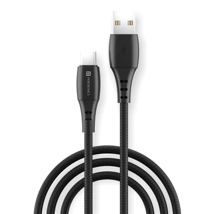Portronics POR 1161 Konnect A USB-A to USB Type-C Fast Charging Cable | High-Speed Data Sync Cable | Durable Tangle-Free Charging Cord for Android Smartphones, Tablets, Power Banks & Type-C Devices | 1M (Random Color)