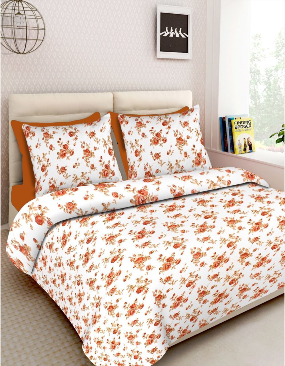 3001-Hometrade India-Standard King Size (90*108 Inches) Double Bedsheet With 2 Pillow Cover-RJ-14-Jaipur lining-3748