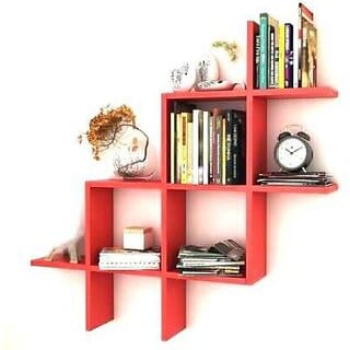 Onlinecraft Wooden Wall Shelf Wooden Wall Shelf (Number Of Shelves - 1, Red)
