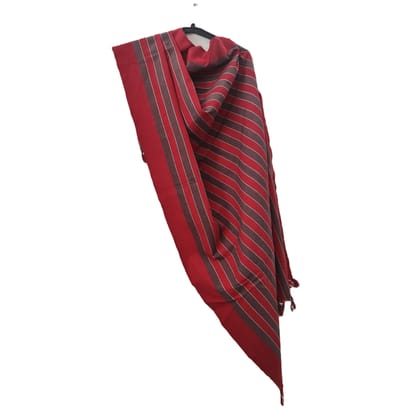 Dhaga Vishwas Ka Red Striped Handloom Cotton Stole Dhaga Vishwas Ka Red Striped Handloom Cotton Stole