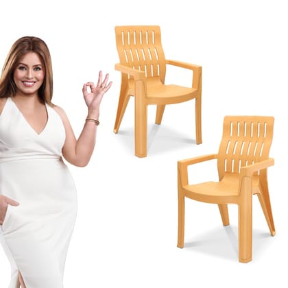 MAHARAJA Plastic Chair Set, Chair for Living Room, Home, Plastic Chair for Home with Arm Rest/Modern Stylish Design with Glossy & Matte Finish Bearing Capacity 200Kg. MAHARAJA Plastic Chair Set, Chair for Living Room, Home, Plastic Chair for Home with Arm Rest/Modern Stylish Design with Glossy & Matte Finish Bearing Capacity 200Kg.