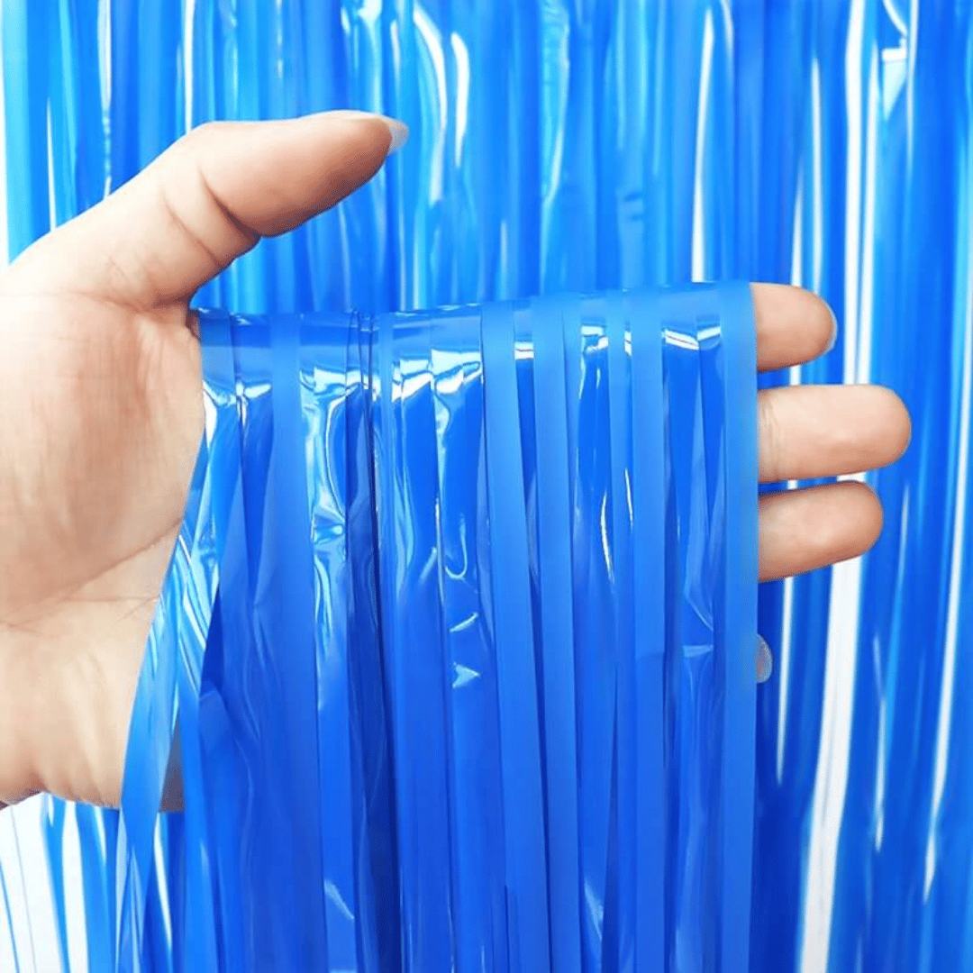 Neon Blue Foil Curtain for Wall Decor - 7FT X 3FT - 1PC