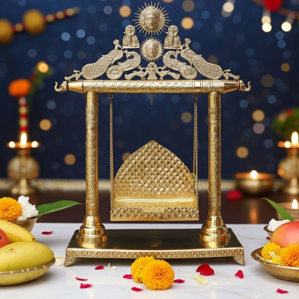 Brass Showpiece Jhula, Height : 36 Inch (ASMAS227 G)