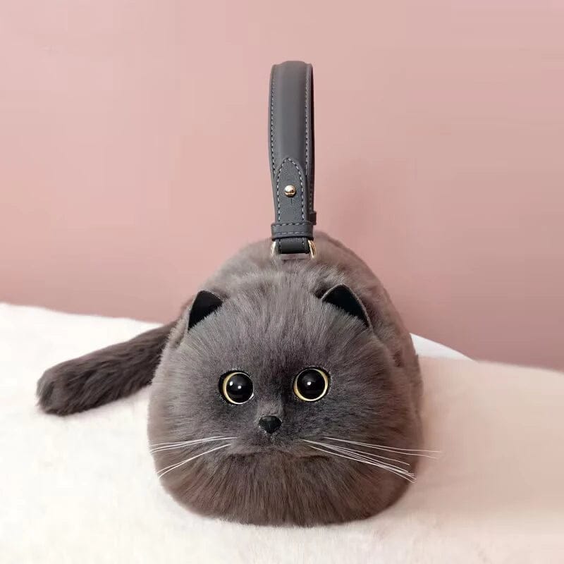 INS style hot sale blue cat shape bag fashion fur crossbody bags high quality lovely women handbags ladies
