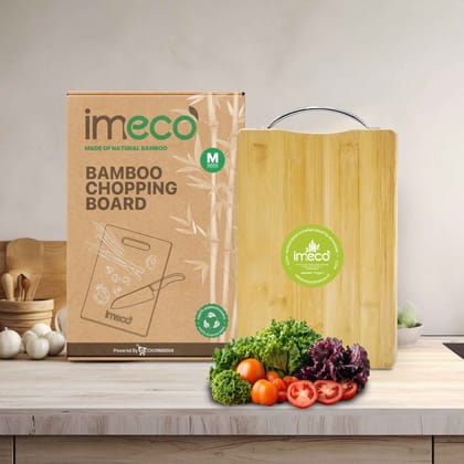 IMECO Dual Sided Bamboo Chopping Board (Medium) | Durable & Eco-Friendly Kitchen Tool | Daily Food Prep