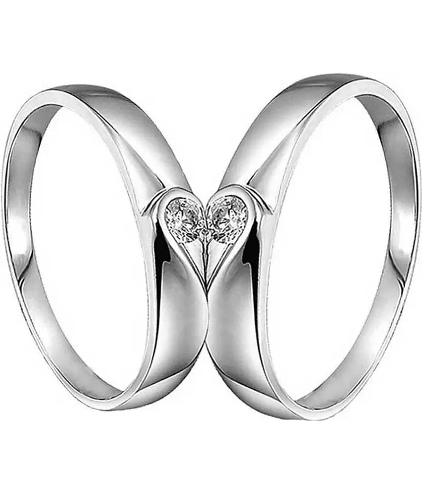 HEER COLLECTION - Silver Couple Ring ( Pack of 2 )