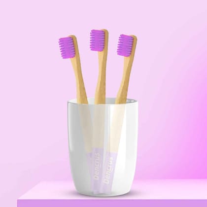 Dencrus Orby Kids Bamboo Toothbrush (Lavender, Pack of 3) | Ultra-Soft Bristles | Gentle Oral Care for Kids