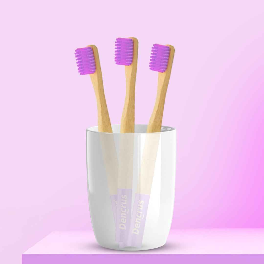 Dencrus Orby Kids Bamboo Toothbrush (Lavender, Pack of 3) | Ultra-Soft Bristles | Gentle Oral Care for Kids