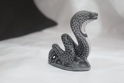 Handcrafted Stone Cobra Snake Figurine, Black and White, Scale Pattern Design, Traditional Indian Art Sculpture, Home Decor Handcrafted Stone Cobra Snake Figurine, Black and White, Scale Pattern Design, Traditional Indian Art Sculpture, Home Decor