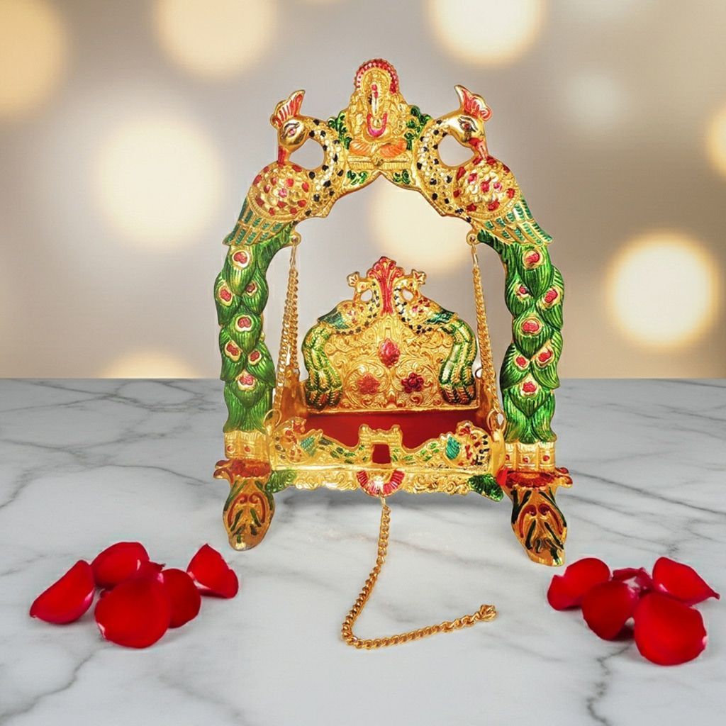 Aluminium Showpiece Ganesh Jhula Statue (ASMAS454 M)