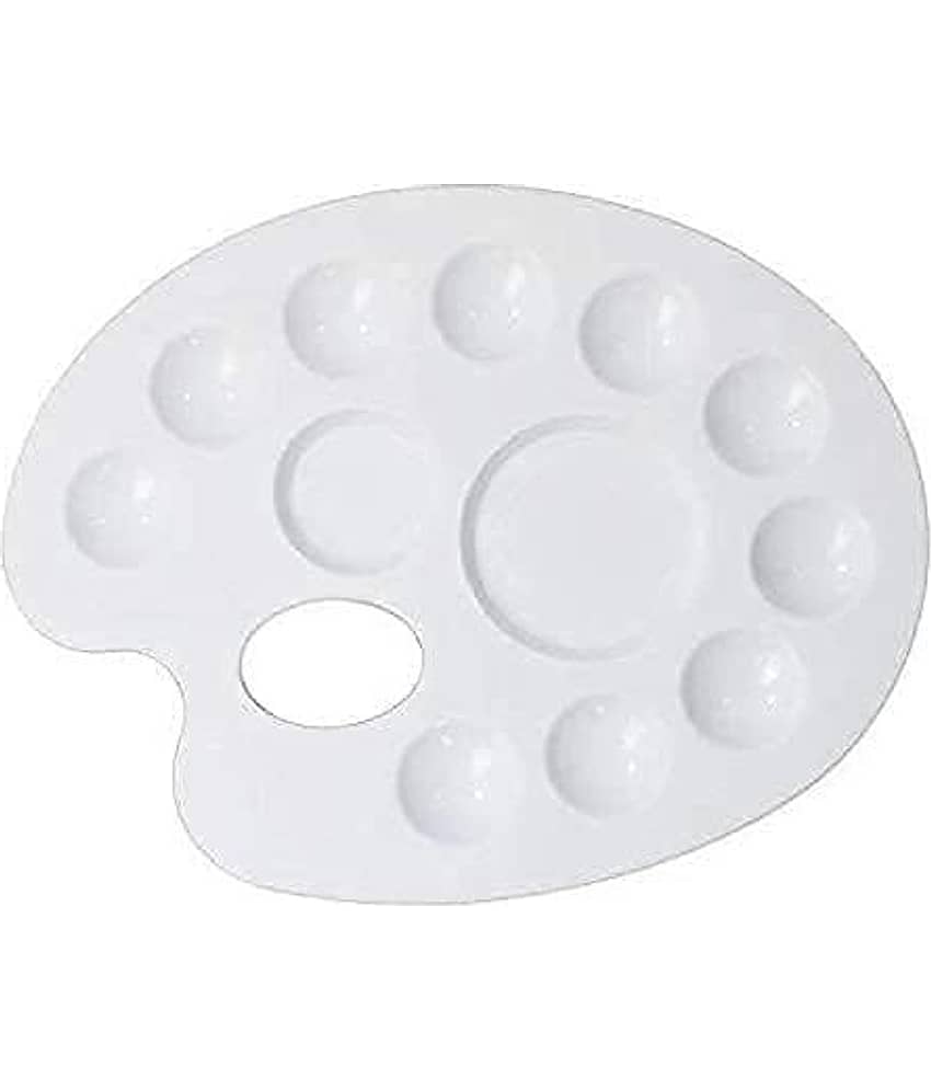 Eclet Large Elliptical Shape Colour Pallete, Paint Mixing Palette, Painting Plate, Watercolor Pallet, Tray for Acrylic Paints, Palate for Colouring with 12 Compartments for Artists, Students, Kids