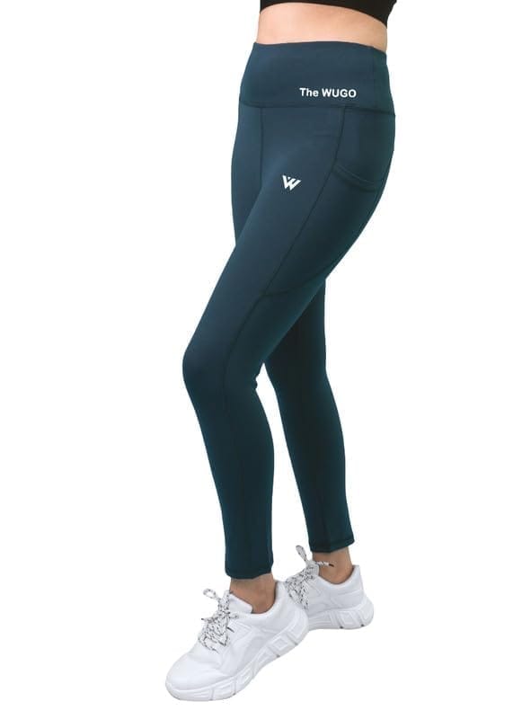 Women's Polyster Solid Sport Leggings (Blue, M)-PID47678