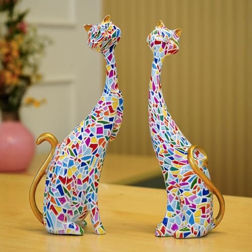 Ekhasa Nostrae Cute Kitty Cats Show Pieces for Home Decor Living Room Decorative Items | Abstract Modern