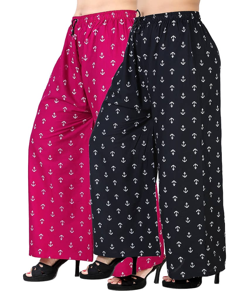 lasafiya Pack of 2 Rayon Straight Women's Palazzos ( Pink )