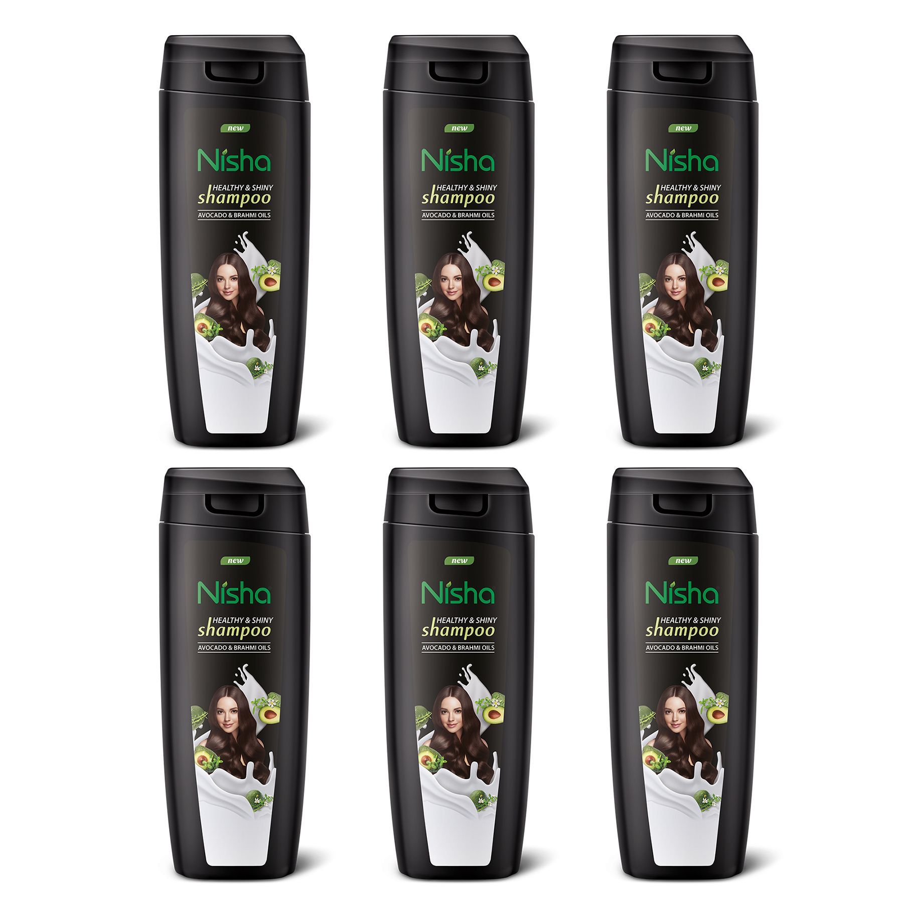 Nisha Healthy & Shiny Shampoo for Women Men 75ml Pack of 6, Avocado & Brahmi Shampoo for Strong Beautiful Hair