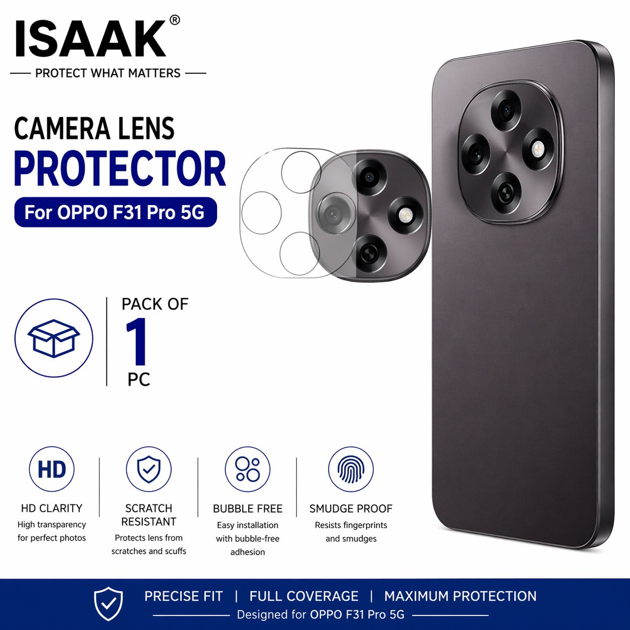 ISAAK Back Camera Lens Protector compatible for OPPO F31 Pro 5G (Pack of 1)