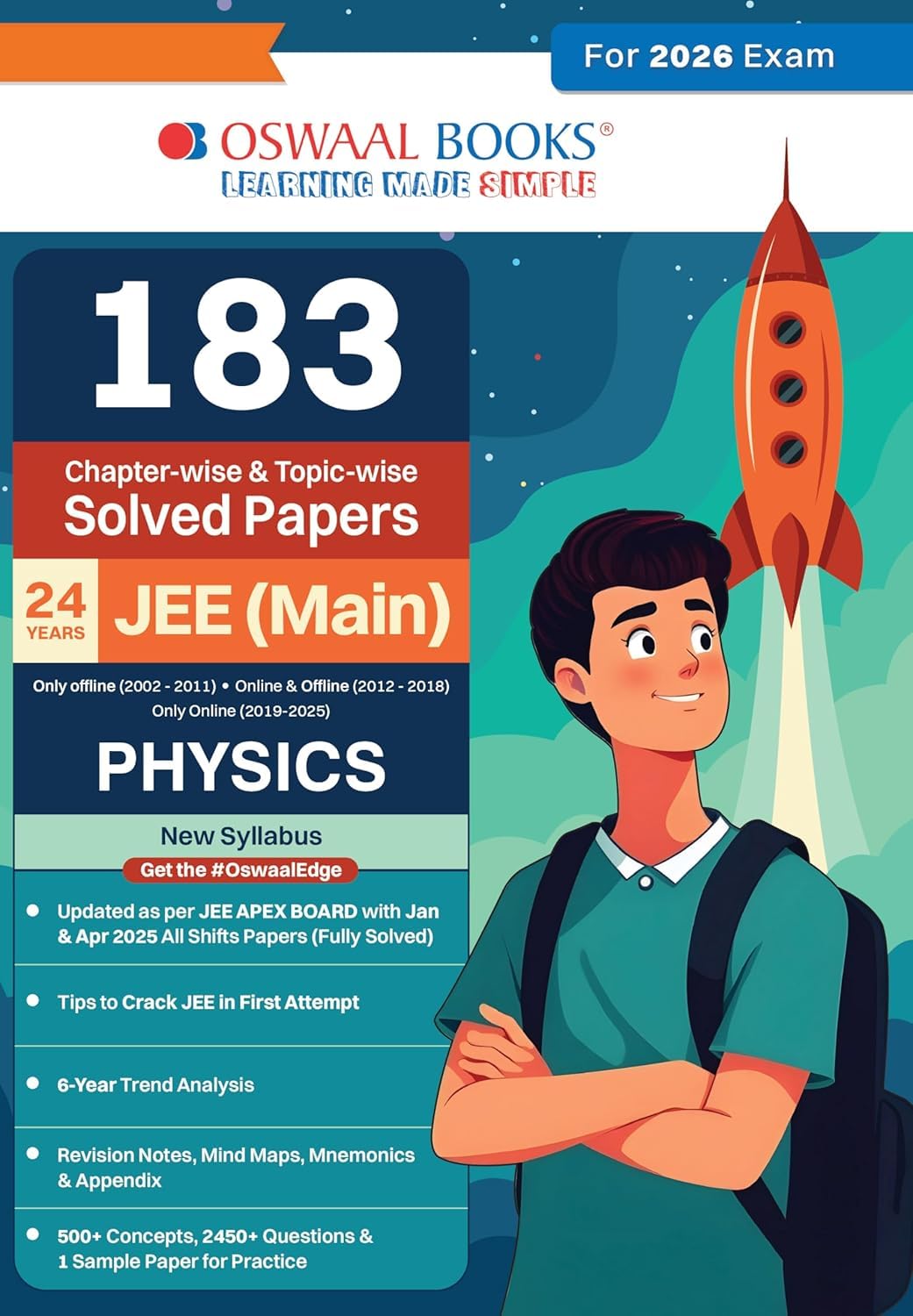 Oswaal 183 Chapter-Wise & Topic Wise solved paper JEE (Main) Online (2012-2025) & Offline (2002-2018) Physics Book For 2026 Exams [Paperback] Oswaal Books And Learning Private limited