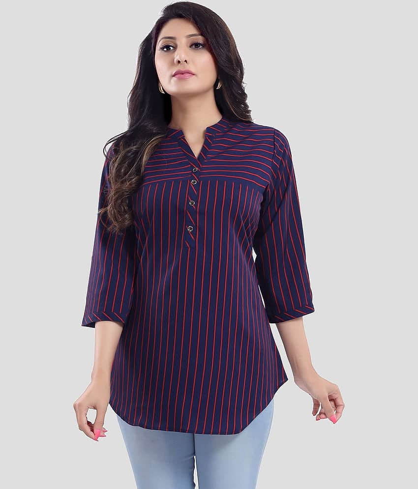 Meher Impex - Navy Blue Crepe Women's A-Line Top ( Pack of 1 )