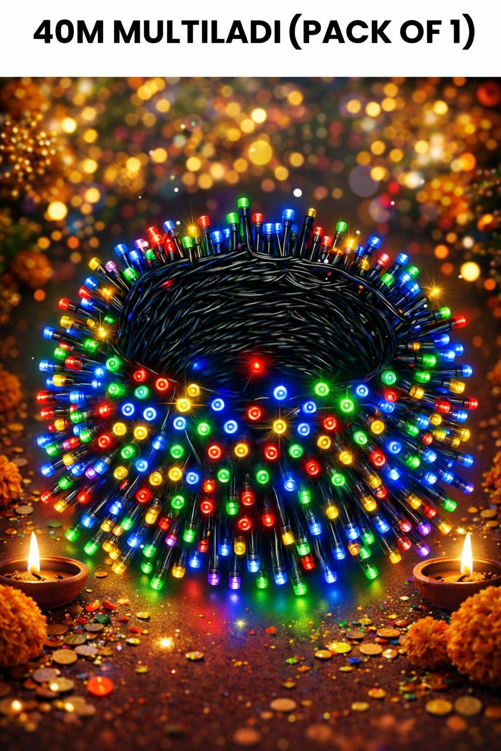 SPARKWORLD Multicolor 112 LEDs Color Changing Bulb Rice Lights Serial String Led Light Comes with 8 Modes Changing Controller for Indoor & Outdoor Home Decoration, Diwali, Christmas, Patio Garden Yard (Multicolor, (Pack Of 1) | Size: 40 M | Colour: 40M